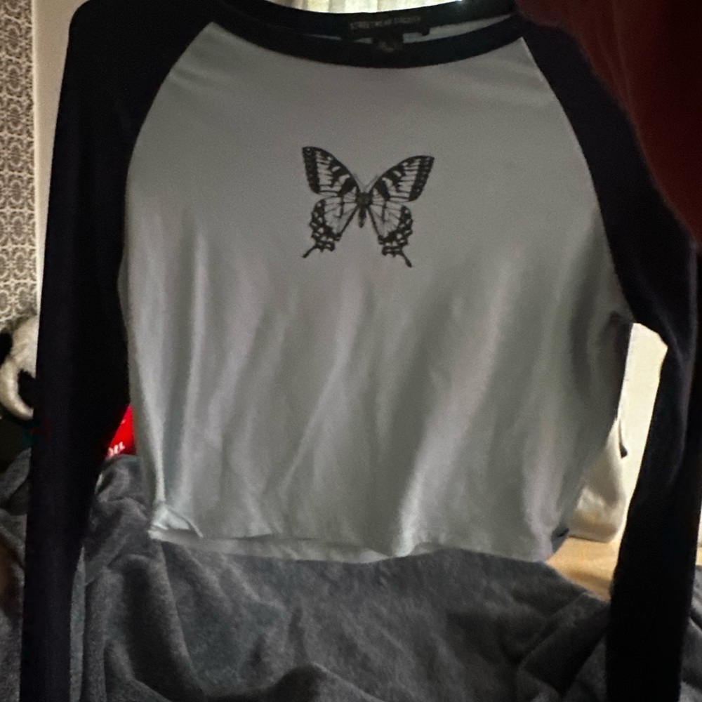 Streetwear Society Black and Gray Long Sleeve Top